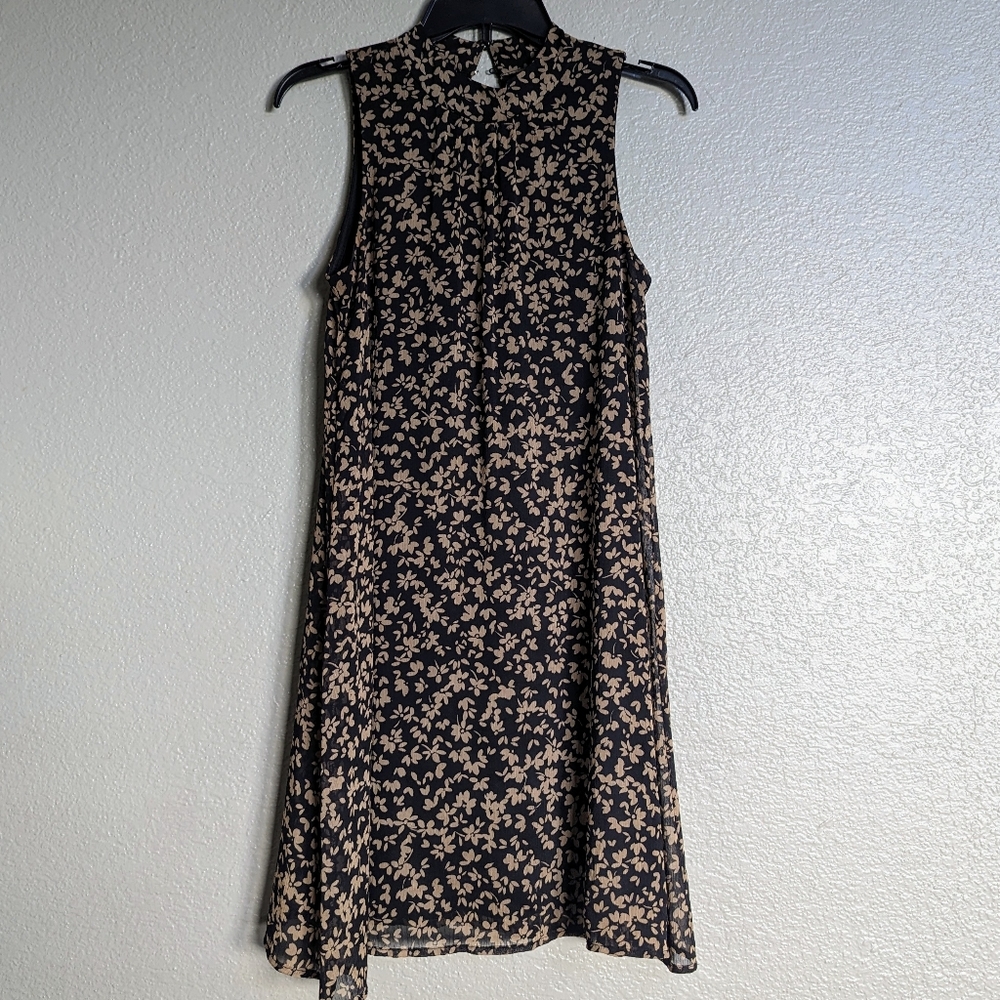 Tommy Hilfiger black and brown floral the one party trapeze dress size 2